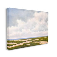 Stupell Industries Cloudy Distant Beach Horizon Painting Galéria csomagolt vászon nyomtatott fali művészet, Catherine