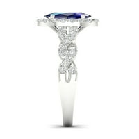 Imperial Gemstone 10K Fehér Arany Kék Zafír CT TW Diamond női divatgyűrű