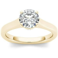 Carat T.W. Gyémánt euró stílusú pasziánsz 14KT sárga arany eljegyzési gyűrű