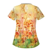 Royallove Női ingek Női Divat kis virágos nyomtatott egységes overall ferde gallér dupla zseb póló Rövid ujjú felső