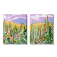 Stupell Industries kortárs kaktusz sivatagi égbolt -festménygaléria csomagolt vászon nyomtatott fali művészet, 2 -es