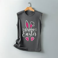 Boldog Húsvéti ing nőknek nyuszi tojás húsvéti nyomtatás felső ujjatlan vicces póló Legénység nyak Elegáns alkalmi