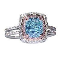 Pgeraug ajándékok nőknek fehér kő gyűrű, kézzel vágott, esküvői eljegyzési Ékszerek Ajándék Női Gyűrűk Kék