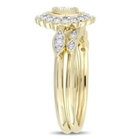 Carat T.W. Diamond 10KT sárga arany szüret nyitott munkás menyasszonyi készlet