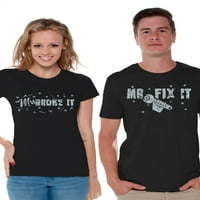 Kínos stílusok Mrs Broke It és Mr Fi It póló pároknak Mr And Mrs vicces megfelelő pólók Valentin napi ajándékok pároknak