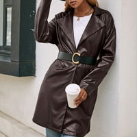 KaLI_store Női Kabát Kabát Női Edzés Zip Up Kabátok Meleg Állvány Gallér Őszi Kabát Barna, S