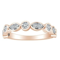 Karátos kerek fehér természetes gyémánt Marquise stílusú esküvői zenekar gyűrű 14k Tömör Rózsa arany gyűrű méret-7