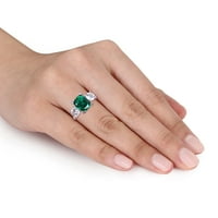 Miabella női karátos T.G.W. Létrehozta a smaragdot és a T.G.W. Létrehozott fehér zafír 10KT fehérarany háromköves gyűrű