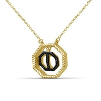 JewelersClub akcentus fekete gyémánt 14K arany az ezüst nyolcszögű medál felett