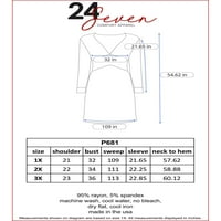 24 Seven Comfort Apparel Plus méret V-nyak hosszú ujjú maxi ruha