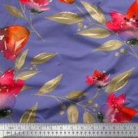 Soimoi Moss Georgette szövet virág & levelek akvarell nyomtatási Szövet az udvaron széles