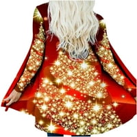 Karácsonyi ingek Női divatos újdonság Xmas Tree Print Hosszú ujjú nyitott első kardigán esik alkalmi Cover Up kabátok