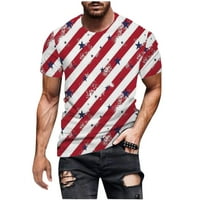 Férfi július 4. 3d nyomtatás rövid ujjú pólók Slim Fit amerikai zászló ingek nyári alkalmi Crewneck Stretch edzés felsők