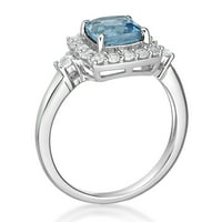 Jay Heart Sterling ezüst valódi svájci kék topaz és fehér zafírgyűrűt készített