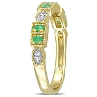 Miabella női karátos T.G.W. Smaragd és gyémánt akcentus 10KT sárga arany szüreti évforduló