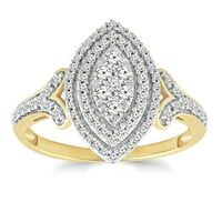 CTTW Marquise alakú dupla halo gyémánt kompozit eljegyzési gyűrű 10K sárga aranyban