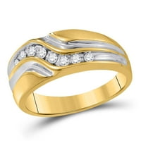 10K sárga arany kerek gyémánt esküvői zenekar gyűrű Cttw
