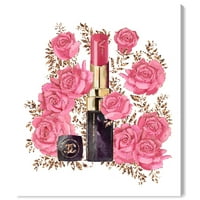 Wynwood Studio Fashion and Glam Wall Art vászon nyomtatványok 'rosebush rúzs' smink - rózsaszín, fekete
