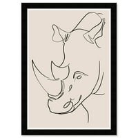 A Wynwood Studio Rhino -t nyomtatja az állatok Állatkertben és a vadállatok fali művészete fekete 13x19