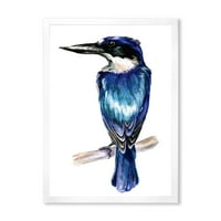 Designart 'Style Blue Kingfisher Bird' hagyományos keretes művészeti nyomtatás
