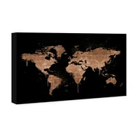 Wynwood Studio Maps and Flags Wall Art vászon nyomatok 'Mapamundi réz új' World Maps - Bronz, Fekete