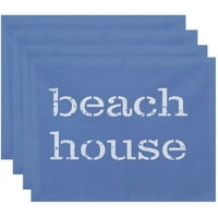 Egyszerűen Daisy 18 14 Beach House Word Print Placemats, 4 -es készlet