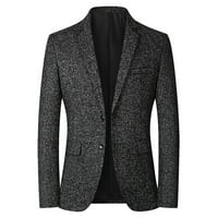 Blézer dzsekik férfiaknak Divat Alkalmi egysoros divat öltöny üzleti alkalmi öltöny gyapjú kabát Sötétkék XL