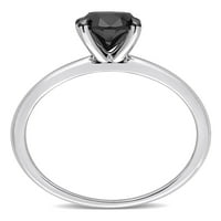 1- Carat T.W. Fekete gyémánt 14KT fehérarany pasziánsz eljegyzési gyűrű