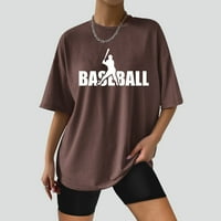 Usmixi Női Ingek Kerek Nyakú Rövid Ujjú Baseball Levél Nyomtatás Nyári Aranyos Felsők Női Vintage Csepp Váll Laza Illeszkedés