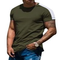 Noilla férfi blúz színes blokk pólók rövid ujjú nyári felsők Férfi Stretch póló Legénység nyak alap póló hadsereg zöld