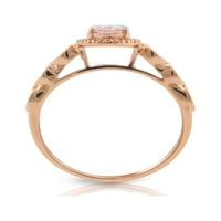 14K rózsa arany halo ovális kezelt Morganite & White Topaz drágakő gyűrű