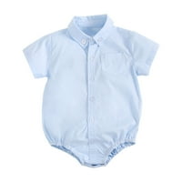 B91xZ Bodysuits fiúk Férfi baba ing rövid ujjú ha Egyszínű háromszög csúszó öltöny táska fing kék, méretek 18 hónapos