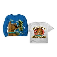 Scooby Doo Boys hosszú ujjú és rövid ujjú grafikus póló, 2 csomag, méret 4-18