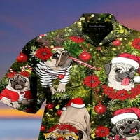 Családi megfelelő karácsonyi gombos ingek normál Poliészter grafikus ingek lélegző ruházat, akár 8XL