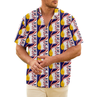 Július 4. Férfi Hawaii ing USA nemzeti zászló színes blokk 3D ing gallér Klub Rövid ujjú nyomtatás ruházat ruházat