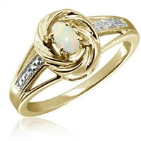0. Carat T.G.W. Opál drágakő és fehér gyémánt akcentus gyűrű