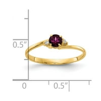 Szilárd 14K sárga arany Rodolit gránát január piros drágakő gyémánt eljegyzési gyűrű mérete 7