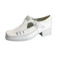 Órás kényelem juno női szélességű T-irtasz-szíj kényelmi bőr cipő fehér 6