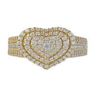 Imperial 14K sárga arany 1 ct tdw gyémánt szív klaszter halo eljegyzési gyűrű