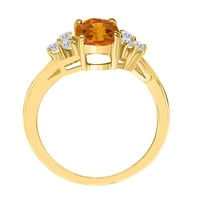 Mauli Jewels eljegyzési gyűrűk nőknek 1. Karátos gyémánt és ovális alakú citrin gyűrű vasvilla 10K sárga arany