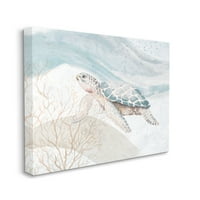 Stupell Industries kellemes tengeri teknős sodródó óceánbuborék -hullámok festménygaléria csomagolt vászon nyomtatott