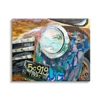 A Stupell Industries Up-Close Texas autó fényszóró modern utcai stílusú festménygaléria csomagolt vászon nyomtatott
