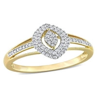 Miabella Női karátos T. W. gyémánt 10kt sárga arany Marquise dupla Halo osztott szár eljegyzési gyűrű
