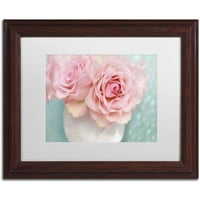 Védjegy képzőművészet 'rózsaszín rózsa csokor' vászon művészet Cora Niele, fehér matt, fa keret