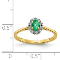 Primal Gold Karat sárga arany gyémánt és smaragd halo gyűrű