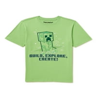 Minecraft Boys Build Explore Hozzon létre grafikus pólót, méret 4-18