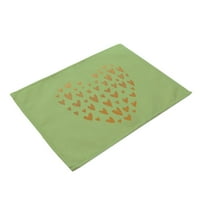 Alueeu ML0017-szív alakú nyomtatott nyugati alátét greenHeart minta Pamut vászon asztal alátétek Vacsora konyha Pad
