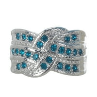 Kék Galvanizált Ékszerek Ezüst Női Gyűrű Eljegyzési Menyasszonyi Gyűrűk Összecsukható Gyűrűk