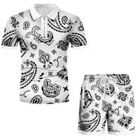 Szett Férfi póló és rövidnadrág nyári ruhák nyomtatott vicces sportos rövidnadrág melegítő szett