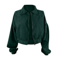 Huaai kabátok Női Női Divat Kordbársony hajtóka Egyszínű Hosszú ujjú vágott kabát cipzáras kabát női kabátok Zöld XL